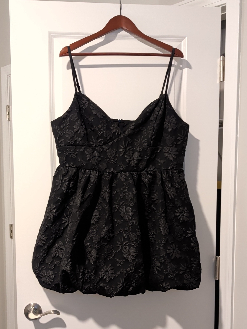 SHEIN Black Textured Curve Dress with Lace Detail